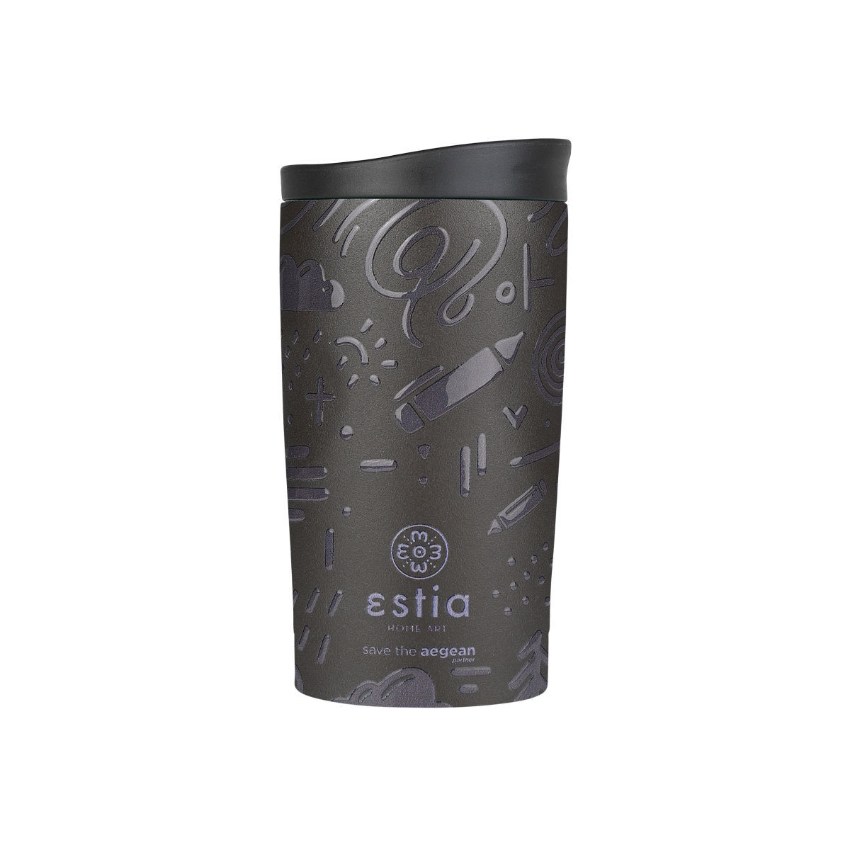 ΘΕΡΜΟΣ 350ml NOIR ECHO 01-25588 - Inart Είδη σπιτιού και διακόσμησης ΘΕΡΜΟΣ 350ml NOIR ECHO 01-25588