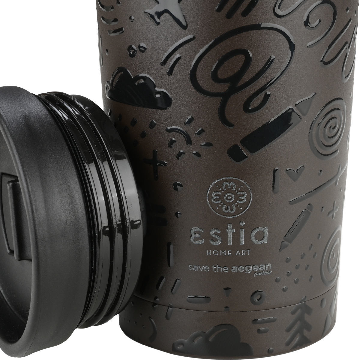 ΘΕΡΜΟΣ 350ml NOIR ECHO 01-25588 - Inart Είδη σπιτιού και διακόσμησης ΘΕΡΜΟΣ 350ml NOIR ECHO 01-25588 - Image 2
