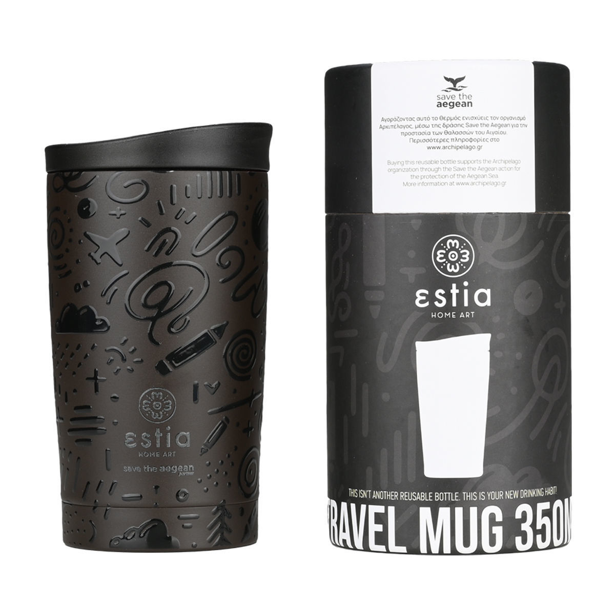 ΘΕΡΜΟΣ 350ml NOIR ECHO 01-25588 - Inart Είδη σπιτιού και διακόσμησης ΘΕΡΜΟΣ 350ml NOIR ECHO 01-25588 - Image 6