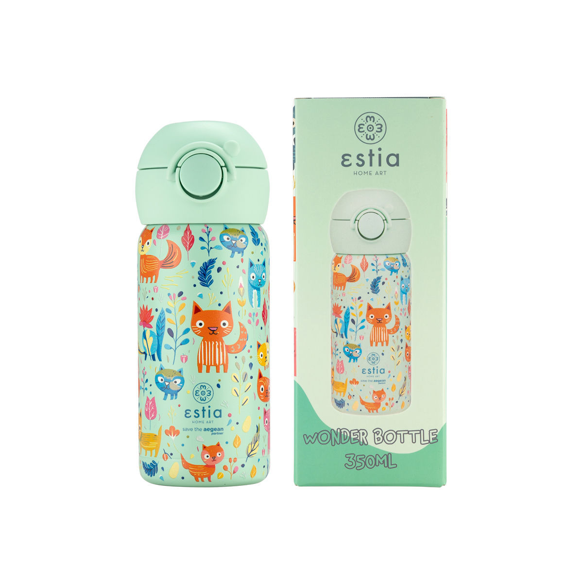 ΘΕΡΜΟΣ ΠΑΙΔΙΚΟΣ 350ml FELINE FOLIAGE 01-23461 - Inart Είδη σπιτιού και διακόσμησης ΘΕΡΜΟΣ ΠΑΙΔΙΚΟΣ 350ml FELINE FOLIAGE 01-23461
