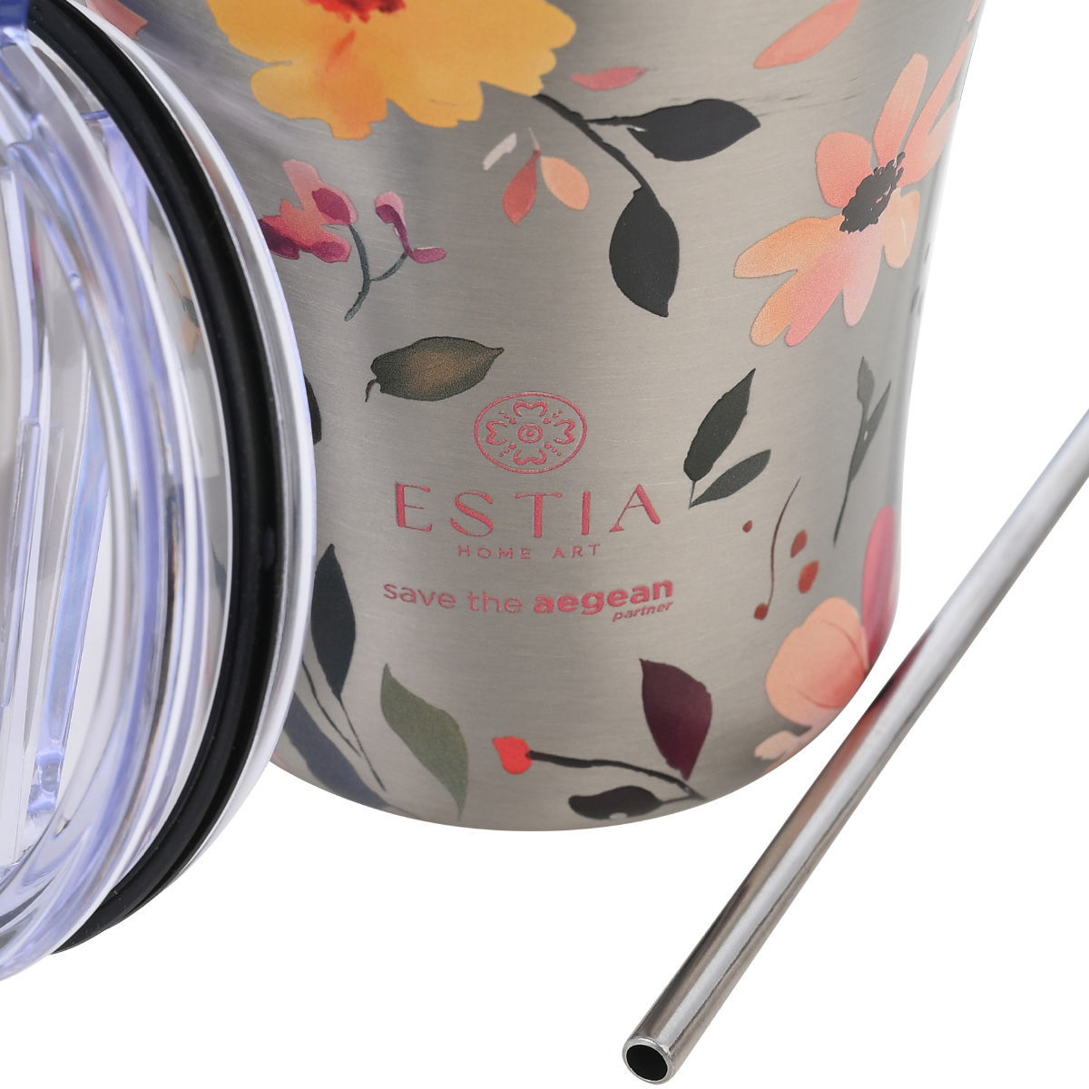 ΘΕΡΜΟΣ 350ml SILVER BOTANIC 01-31787 - Inart Είδη σπιτιού και διακόσμησης ΘΕΡΜΟΣ 350ml SILVER BOTANIC 01-31787 - Image 2